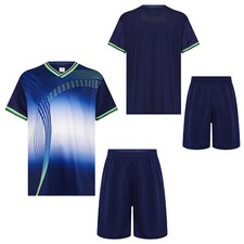 Kids Boys Suit Soccer Outfit T-shirt Set Shorts Stylish Print Sports Drawstring