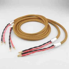 Pair Pure Copper Silver Plated HIFI Speaker Cable Banana Plug Loudspeaker Cable