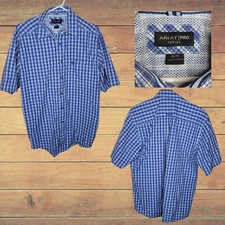 Ariat Pro Series Shirt Mens M Blue Plaid Short Sleeve Outdoor Workwear Button Up
