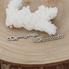 50 Word Cheerleader Charms Antique Silver Tone Metal 27 x 5 mm US Seller 601
