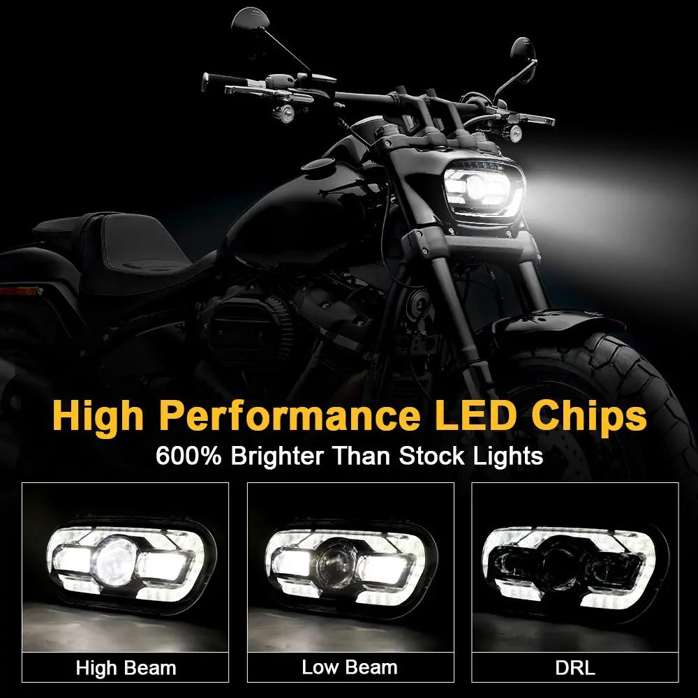 DOT 120W LED Headlight High Low Sealed Beam Black With Halo DRL