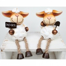 Schaf mit Jutebeine und Metallspaten o. Gartenschild 20x7x6cm Garten 15877