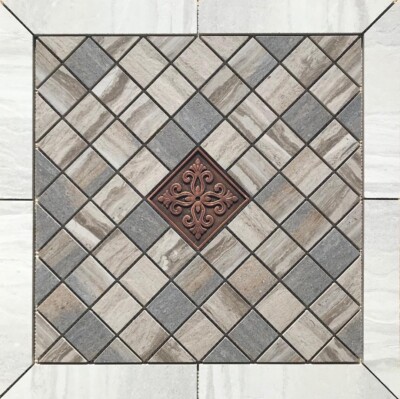 21 1/4'' X 21 1/4'' Tile Medallion - Happy Floors Tivoli tile & metal acccent