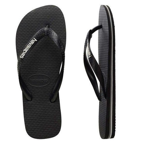 NEW Havaianas Havaianas RUBBER LOGO BLACK/GLACIAL WHITE MALE | eBay