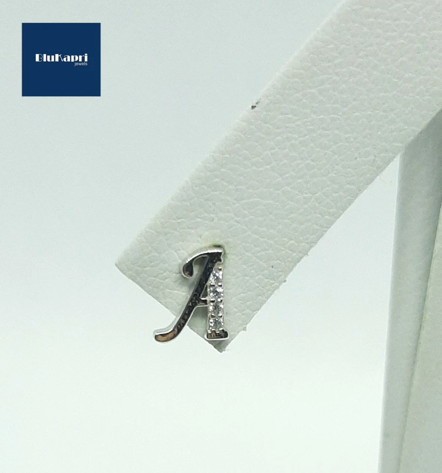 ORECCHINI DONNA IN ARGENTO 925 PERSONALIZZATI LETTERA iniziale CON ZIRCONI - Immagine 3 di 4
