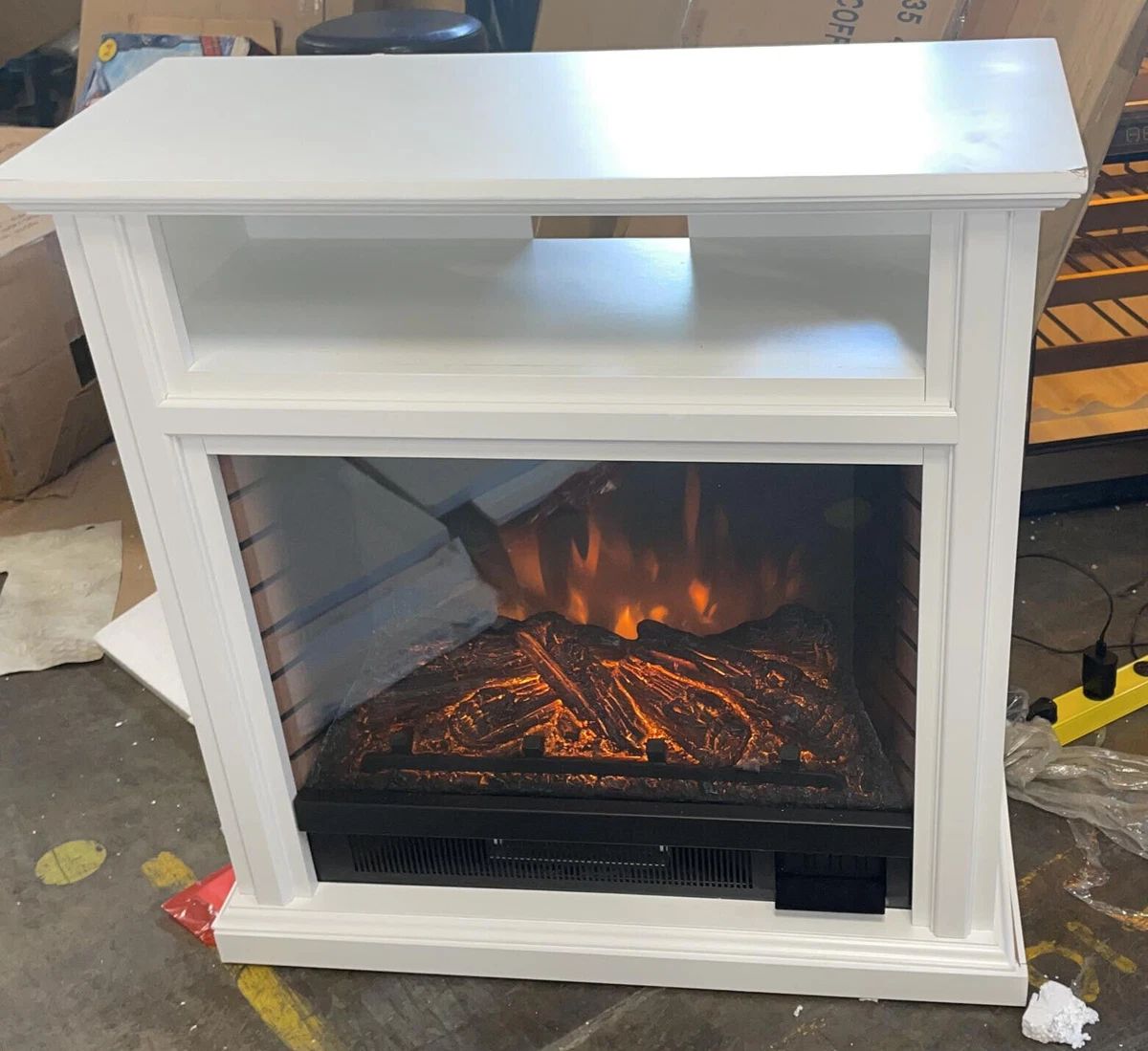 Hampton Bay Ansley 31.5u0026#034; Mobile Media Console Infrared Electric  Fireplace- White | eBay