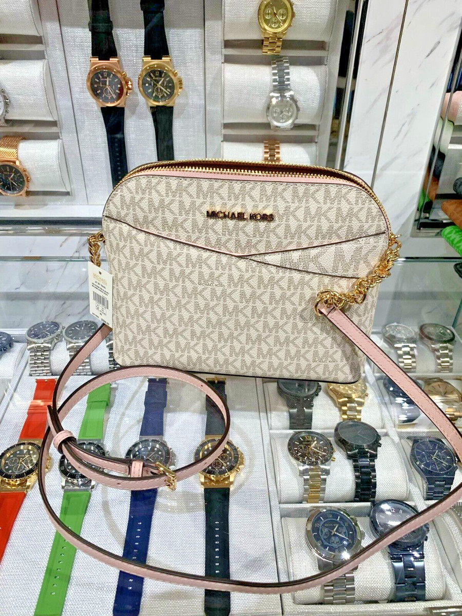 Michael Kors Jet Set Travel Women Medium Dome Logo Crossbody Bag Powder  Blush