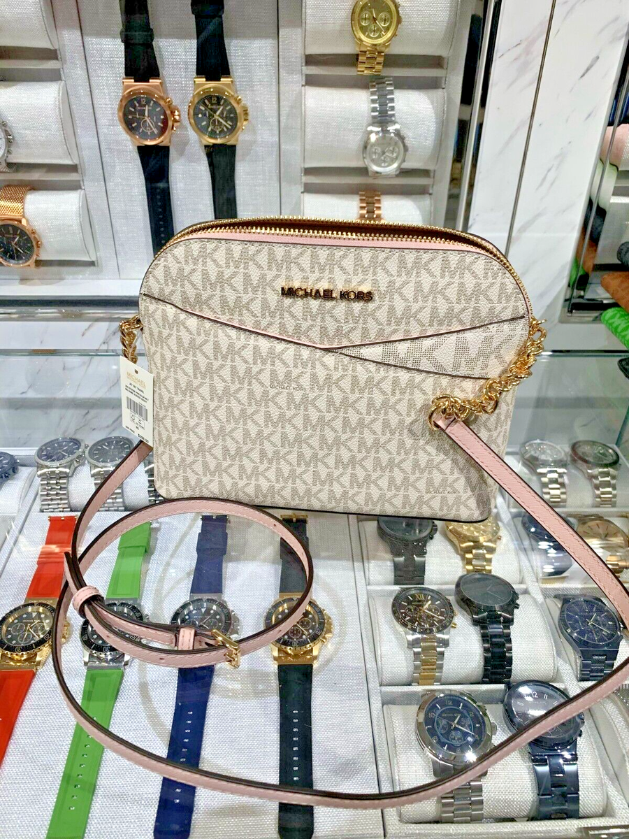 Michael Kors Jet Set Travel Women Medium Dome Logo Crossbody Bag Powder  Blush