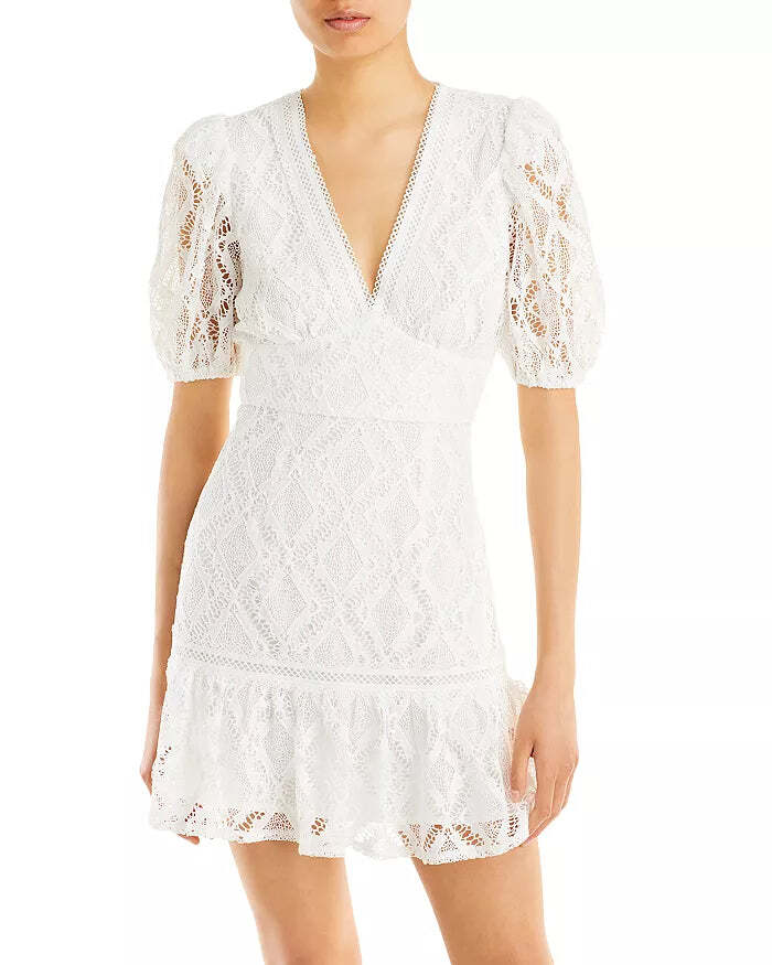 Aqua Women's Crochet Mini Dress - 100% Exclusive - White - Size Large