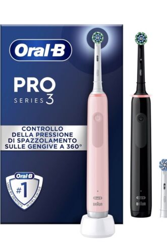 Oral B 2 Spazzolini Elettrici (nero e Rosa) Ricaricabili Pro 3 3900N, 3 Testine - Foto 1 di 7