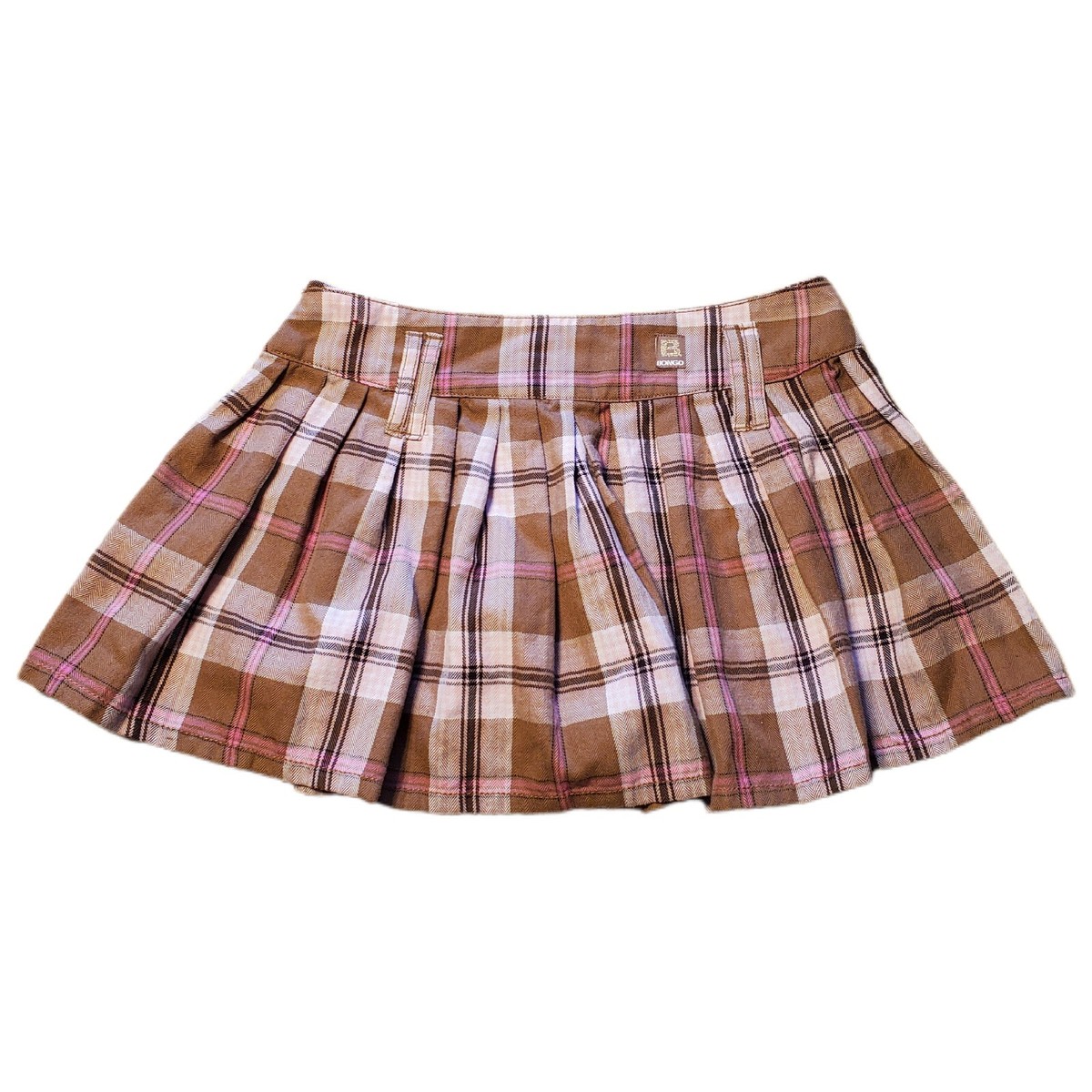 Vtg Y2K BONGO Micro Mini Plaid Skirt Zipper Side Broke Barbiecore 