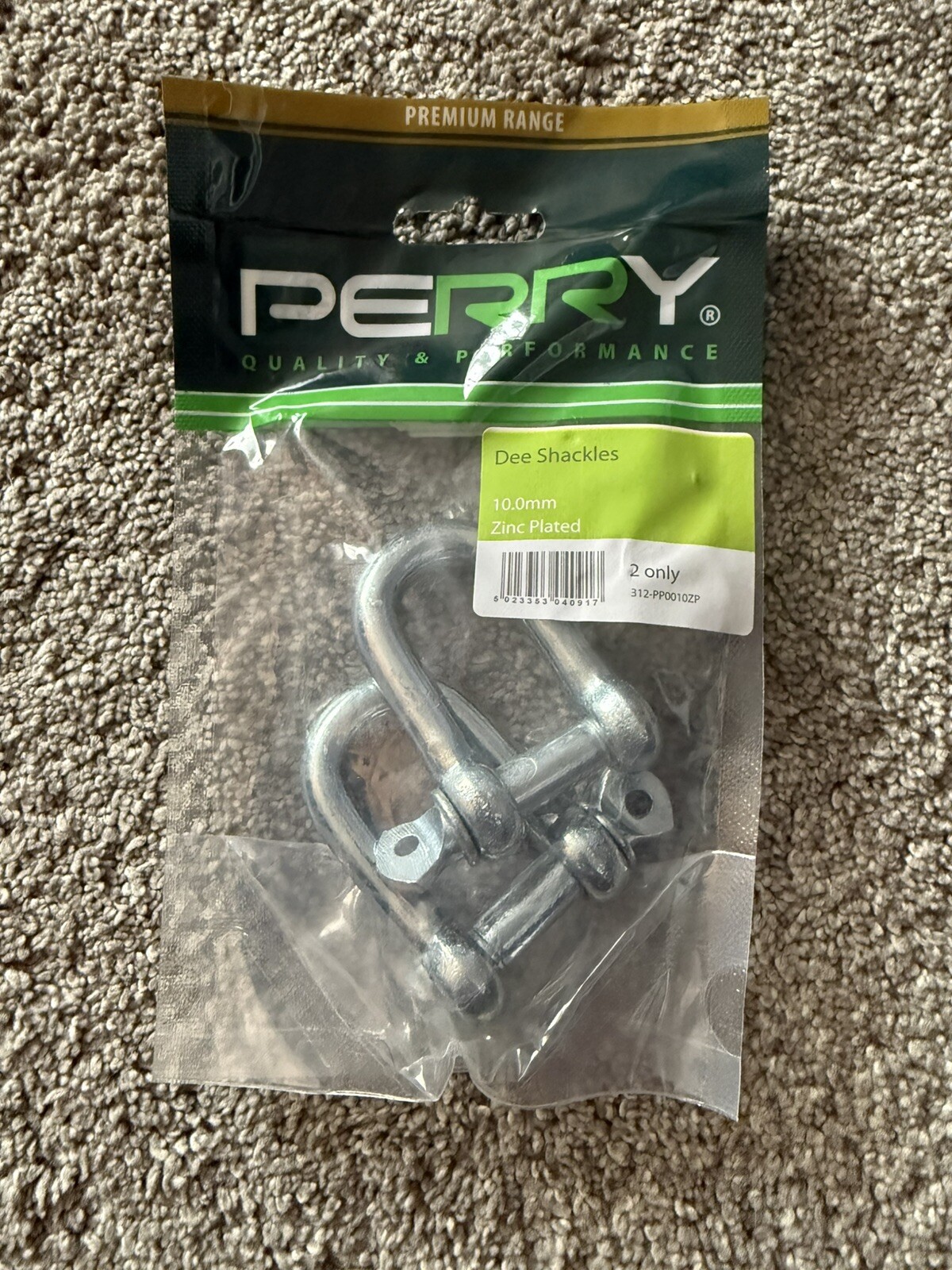 Perry 10mm Dee Shackle Bzp-Electro Galvanised (PK-2)