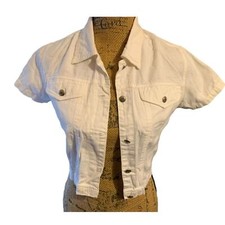 Vintage 90’s Ivy Club Classics White Cropped Denim Jean Jacket Size S