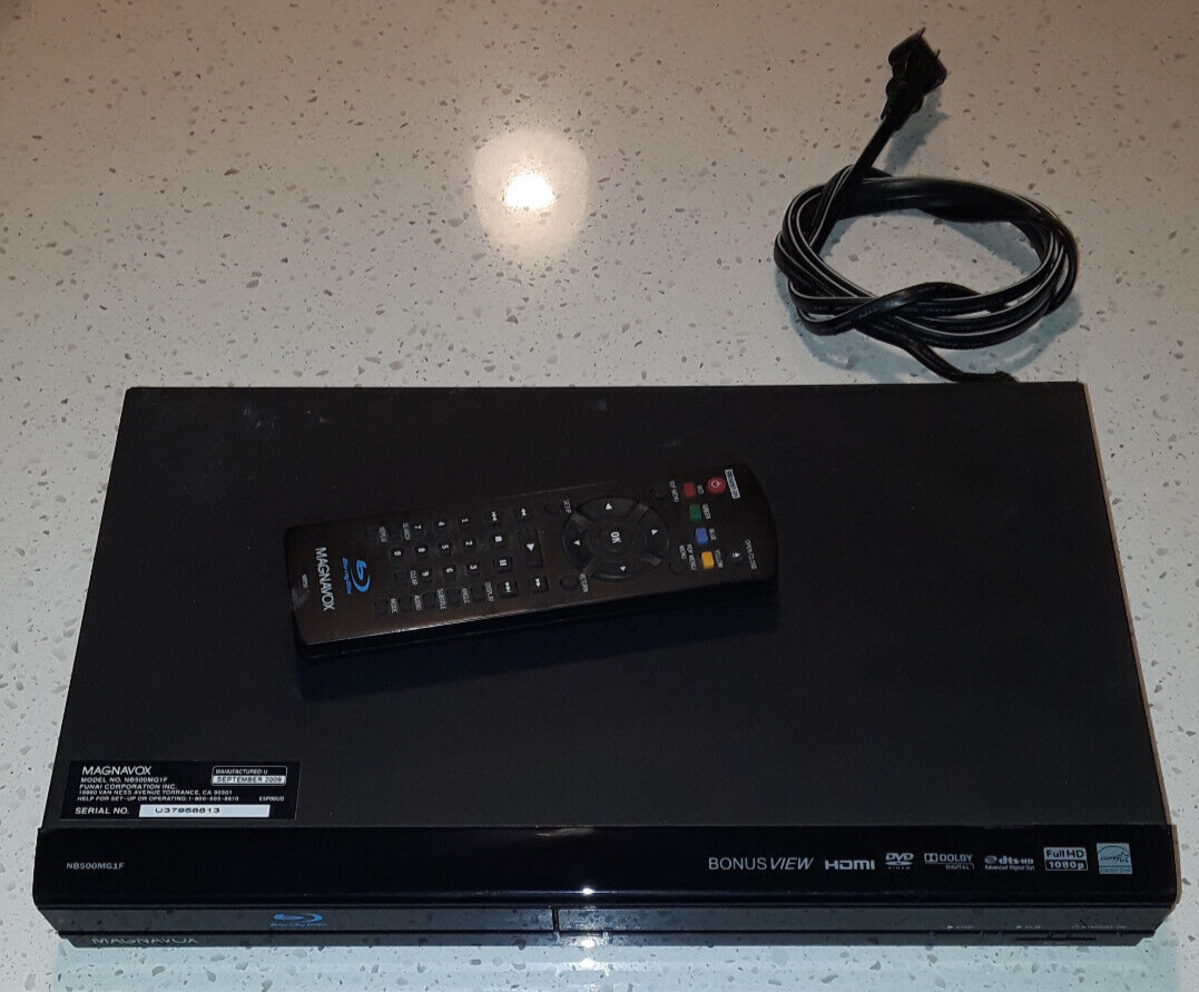Magnavox BluRay Disc DVD Player Portable 1080p NB500MG1F with Remote