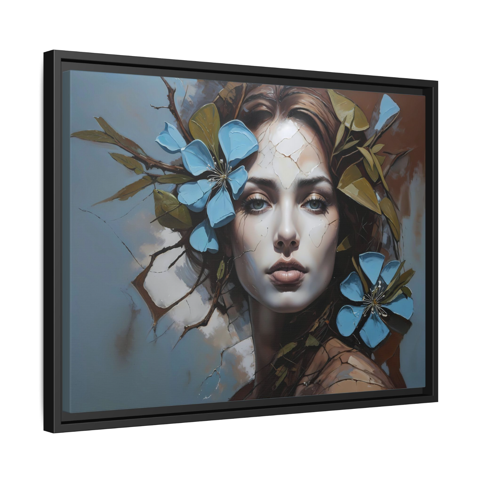 Surreal floral acrylic painting framed canvas print wall art decor  