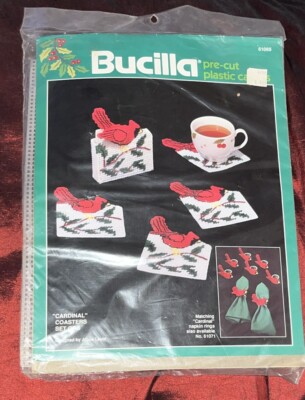Bucilla Christmas Cardinal Coasters Set of Four Kit # 61065