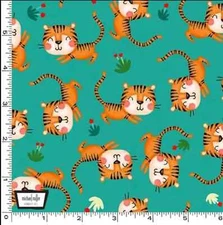 Michael Miller Fabrics~Tiger By The Tail, Teal ~ Jungle Paradise ~ BTY, CX11066