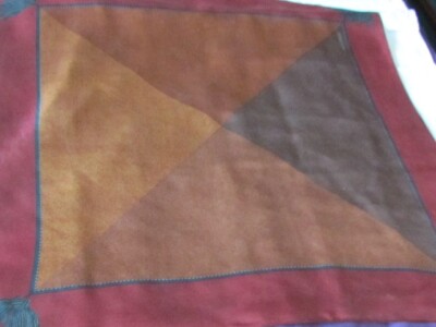 Ellen Tracy Silk Scar 34'' Sq  Dark Red  Brown  Copper Brass Vintage