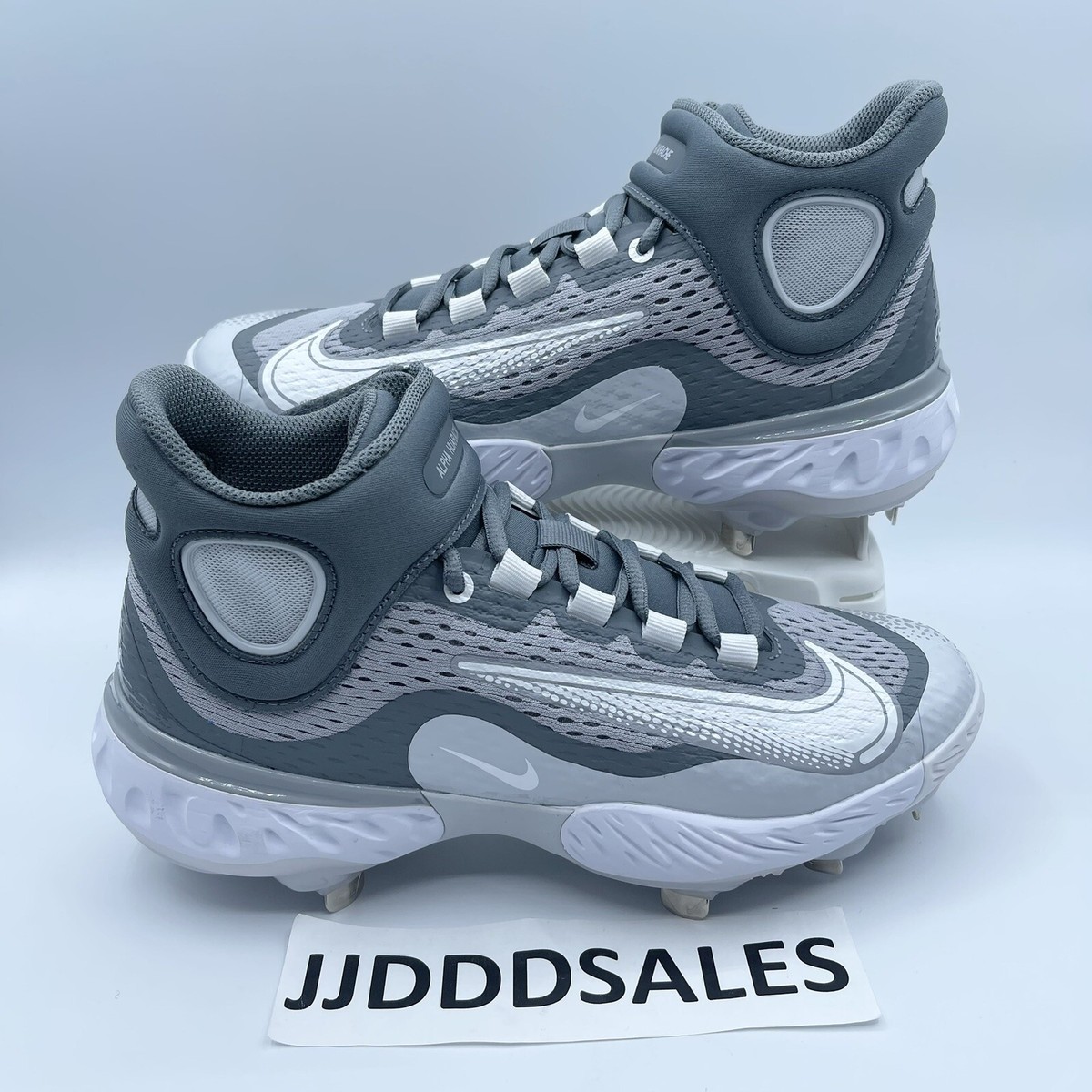 Nike Alpha Huarache Elite 4 Mid Baseball Cleats Gray DJ6520 