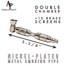 American Pipes®️ Pipa de fumar de metal niquelado de 5-3/8” + 10 pantallas de latón