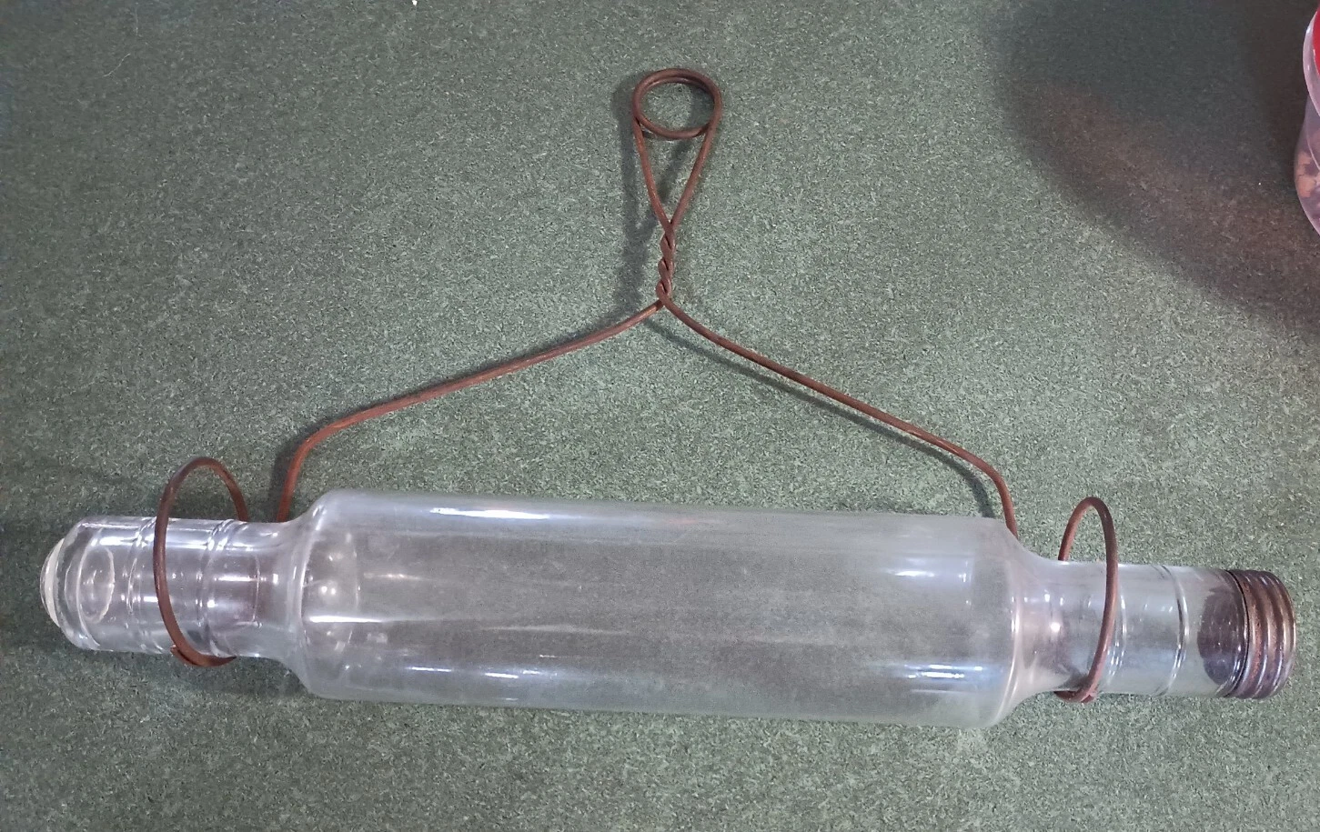 Vintage Glass Rolling Pin With Cap Metal Hanger 16" Long
Opens in a new window or tab