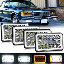 4pcs 4x6inch Led Headlights Hilo Amber Halo Fit Chevrolet Caprice 1977-1986