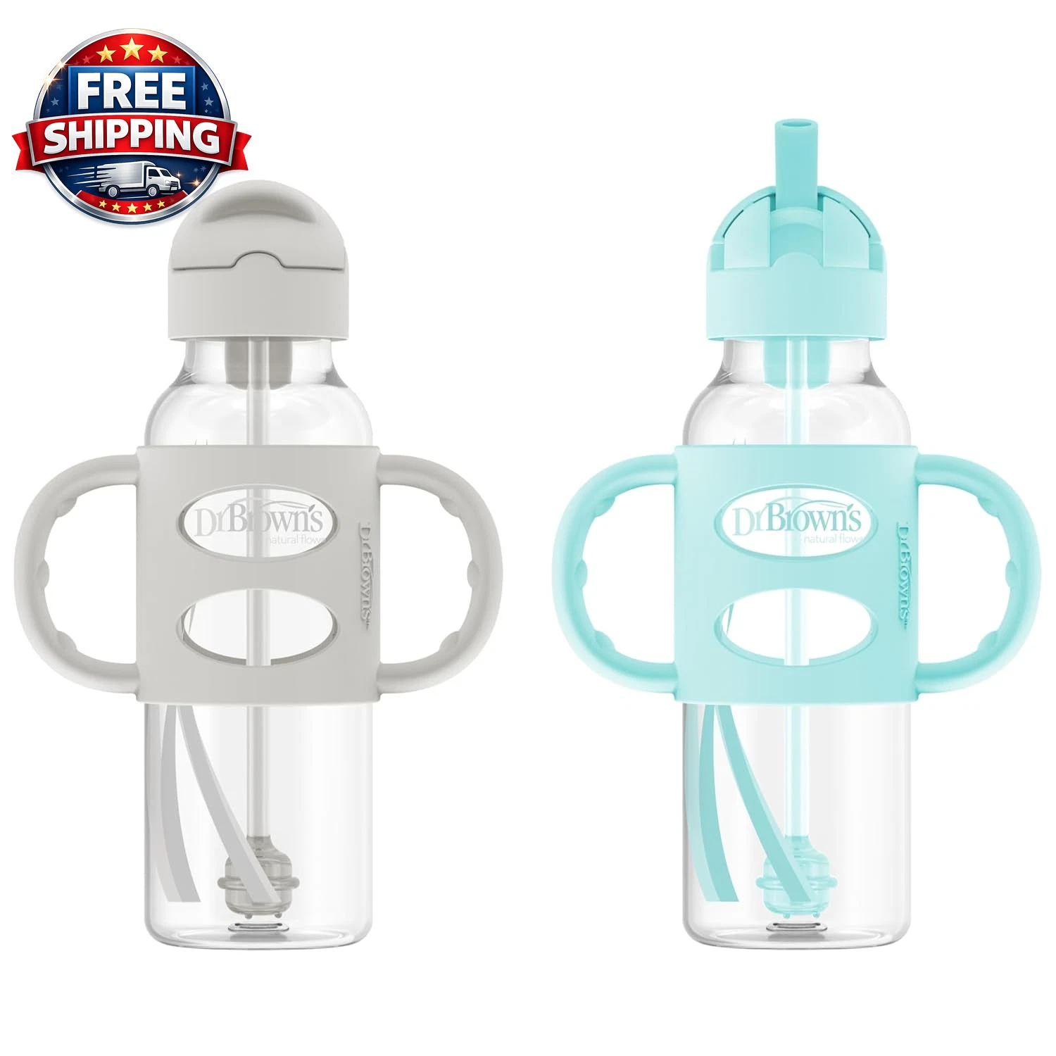 Dr. Brown'S Milestones Narrow Sippy Straw Bottle, Spill-Proof with 100% Silicone