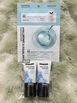 Pc Skincare Set Hyaluronic Squalane Mask Sea Salt Mud Face Mask Bundle 