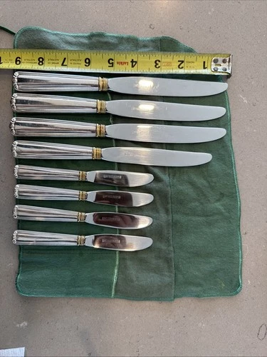 Embassy Scroll Gold by Lunt Sterling Silver Mix Knife 8 Pc Flatware