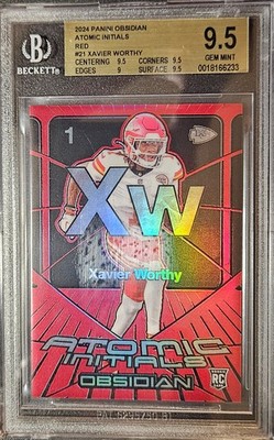 2024 Panini Obsidian - Atomic Initials Xavier Worthy #21 Red /75 (RC) BGS 9.5