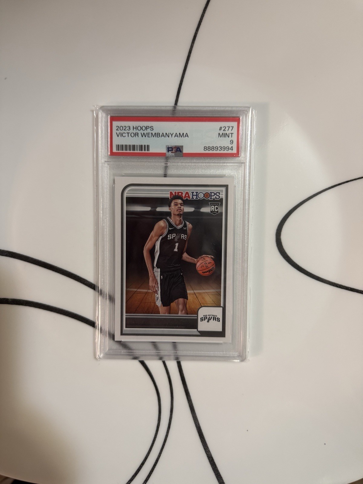 2023-24 Panini NBA Hoops Rookies Victor Wembanyama RC #277 PSA 9 Spurs view 2
