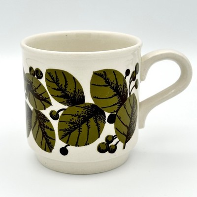 Vintage BILTONS Coffee Mug Green Leaves Berries Ironstone England *Orig from Set