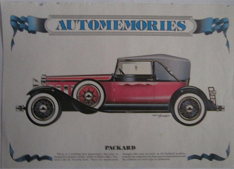1930 Packard Roadster calendar car print (pink & black)