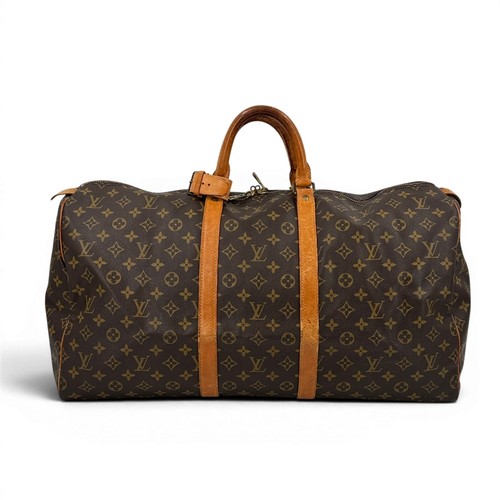 LOUIS VUITTON Keepall 55 Monogram Canvas Brown Vintage Travel Duffle Bag M41424