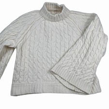 Free People Cable Knit Slouchy Boxy Oversized Sweater Ivory Size Large Chunky