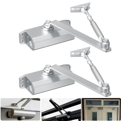 2Pack 65-85 Kgs Size 4 Commercial Door Closer Silver Aluminium Alloy Heavy Duty