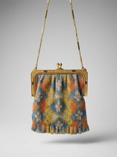 Vintage Whiting  Davis Art Deco Enamel Mesh Purse 1920s Floral Flapper