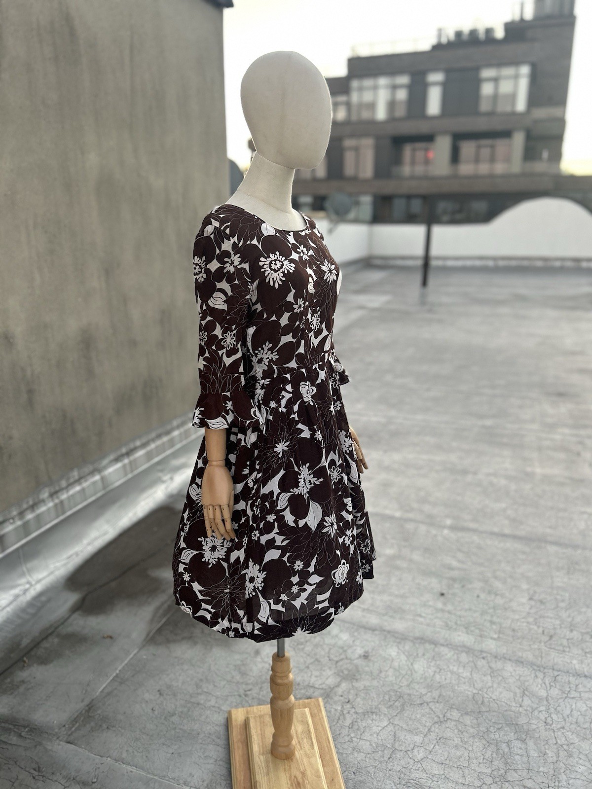 1950’s Brown Floral Print Cocktail Dress 