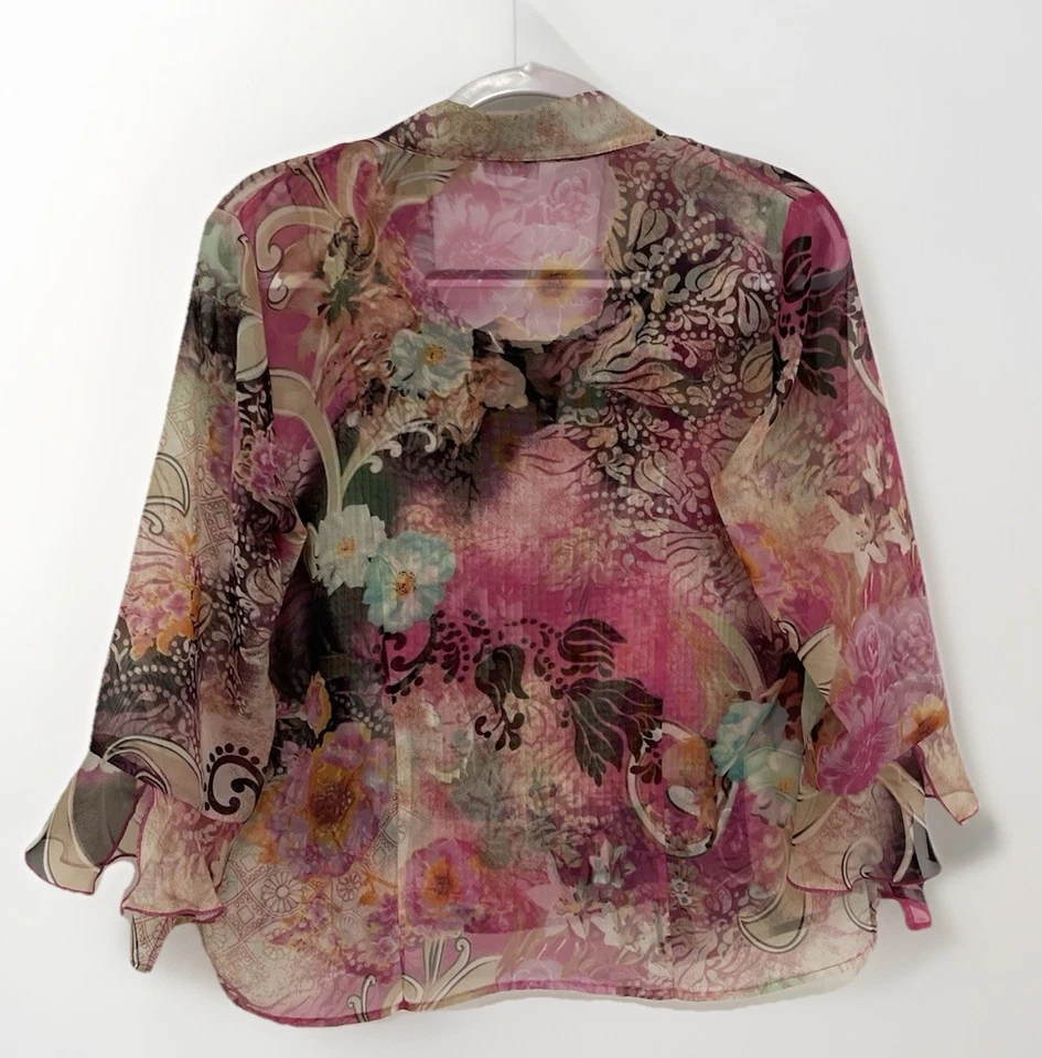 Blusa y camiseta sin mangas vintage Fairy Core floral transparente talla 10p Liz Baker Petite 2 piezas Foto 3 de 4