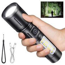 Super Bright 90,000LM LED Tactical Flashlight 6 Modes Zoomable Torch Searchlight