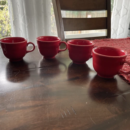 4 Red Fiesta Ware Coffee Cups