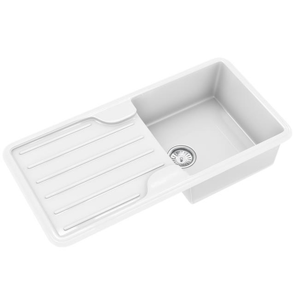 Liquida ELGS10WH 1.0 Bowl White Comite Reversible Inset Gloss Kitchen Sink