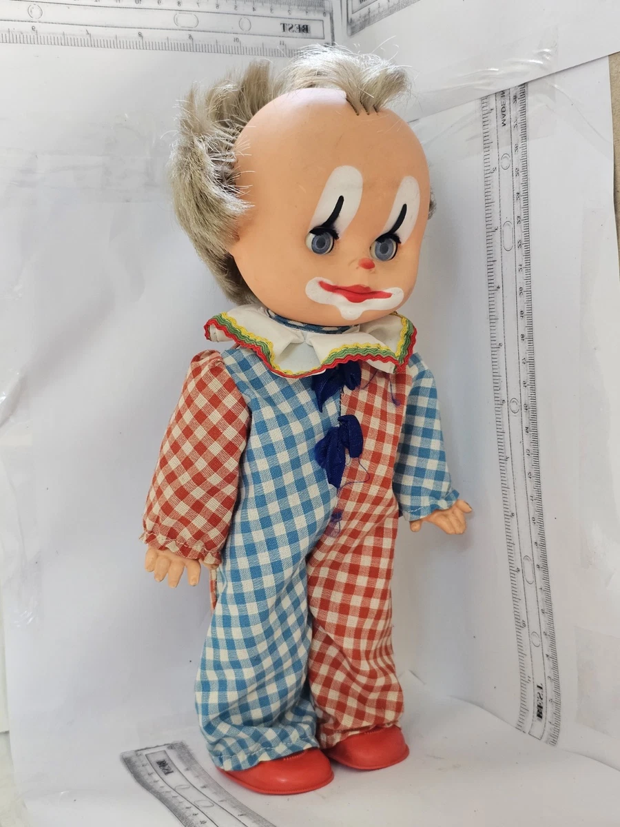 Muñeca payaso vintage retro de plástico y vinilo Hamiro (circa 1970-1985)