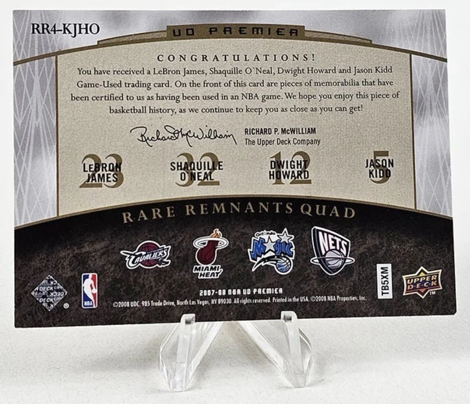 2007-08 UD Remnants Quad Lebron James Shaquille O’Neal Howard Kidd #5/25 - Image 2 of 3