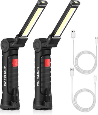 ONEVER Wiederaufladbare Arbeitsleuchte, LED Taschenlampe Tragbar Inspektion Schwarz - 2 Stück Klein