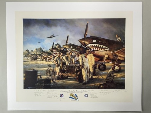 AVG in China John Shaw 431/850 Signed 21 Flying Tigers WWII Aviation Print