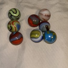 Lot Of 8 Large Shooter Size Handmade Glass Marbles