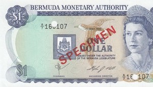 1984 BRITISH COLONY BERMUDA QEII $1 **SPECIMEN** "A" (( GEM UNC ))