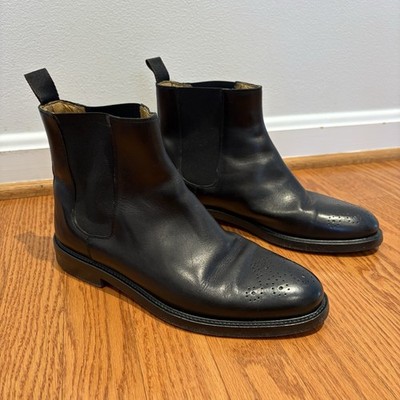 Polo Ralph Lauren Black Leather Chelsea Boots Made In Italy US 8.5