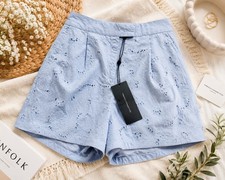 NWT French Connection Women's Light Blue Eyelet Embroidered Shorts Floral Lace